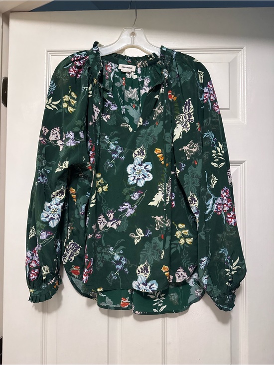 Zadig & Voltaire Tops - Zadig & Voltaire Dark Green Floral Long-Sleeve Blouse